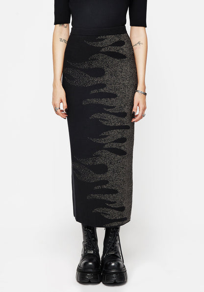 Kenna Flame Lurex Knit Maxi Skirt