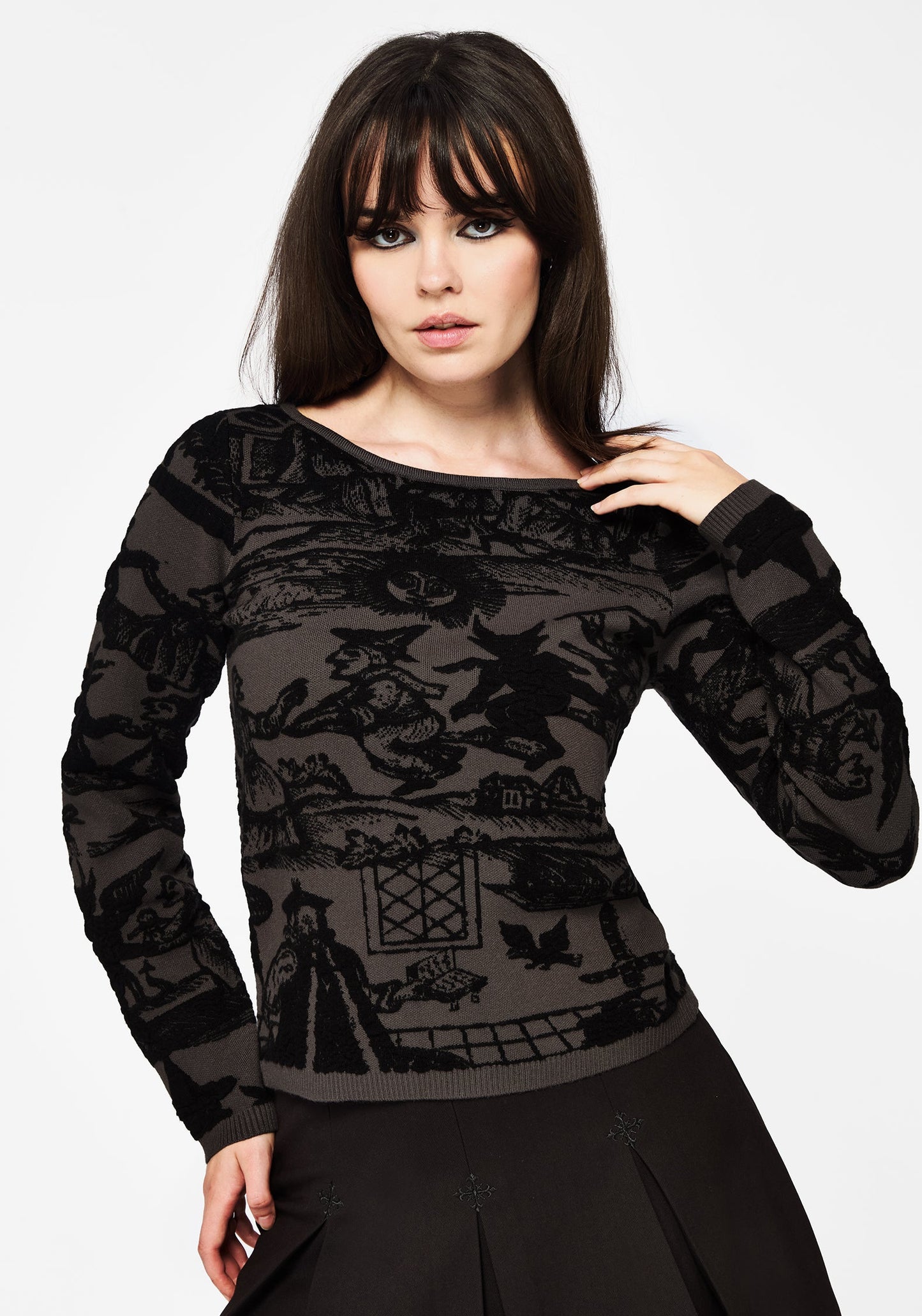 Diabolical Raised Jacquard Knit Jumper
