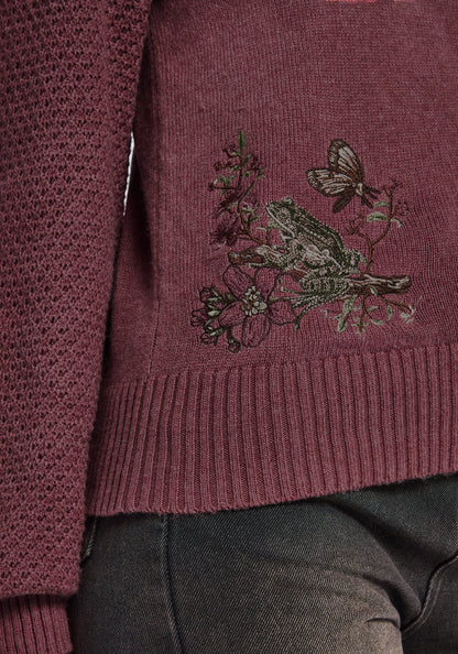 Dana Floral Moth Embroidered Jumper - Purple