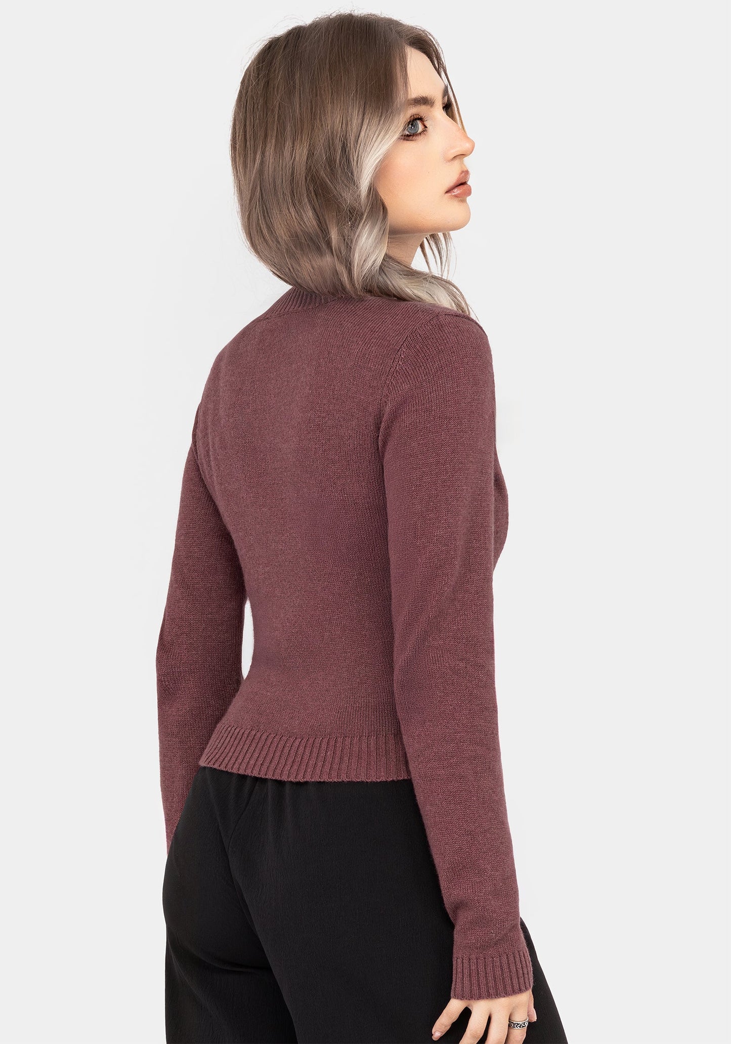 Dana Floral Moth Embroidered Cardigan - Purple