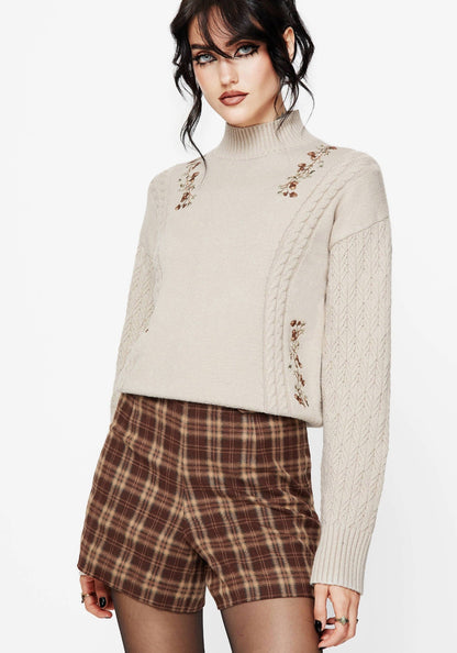 Enya Acorn Embroidered Cable Knit Jumper