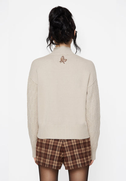Enya Acorn Embroidered Cable Knit Jumper