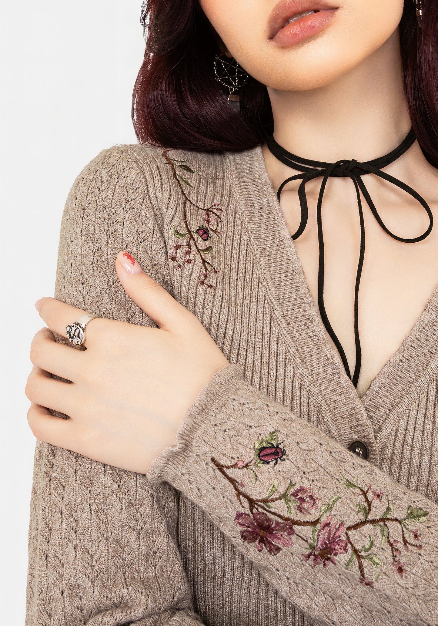 Tantra Floral Beetle Embroidered Cardigan