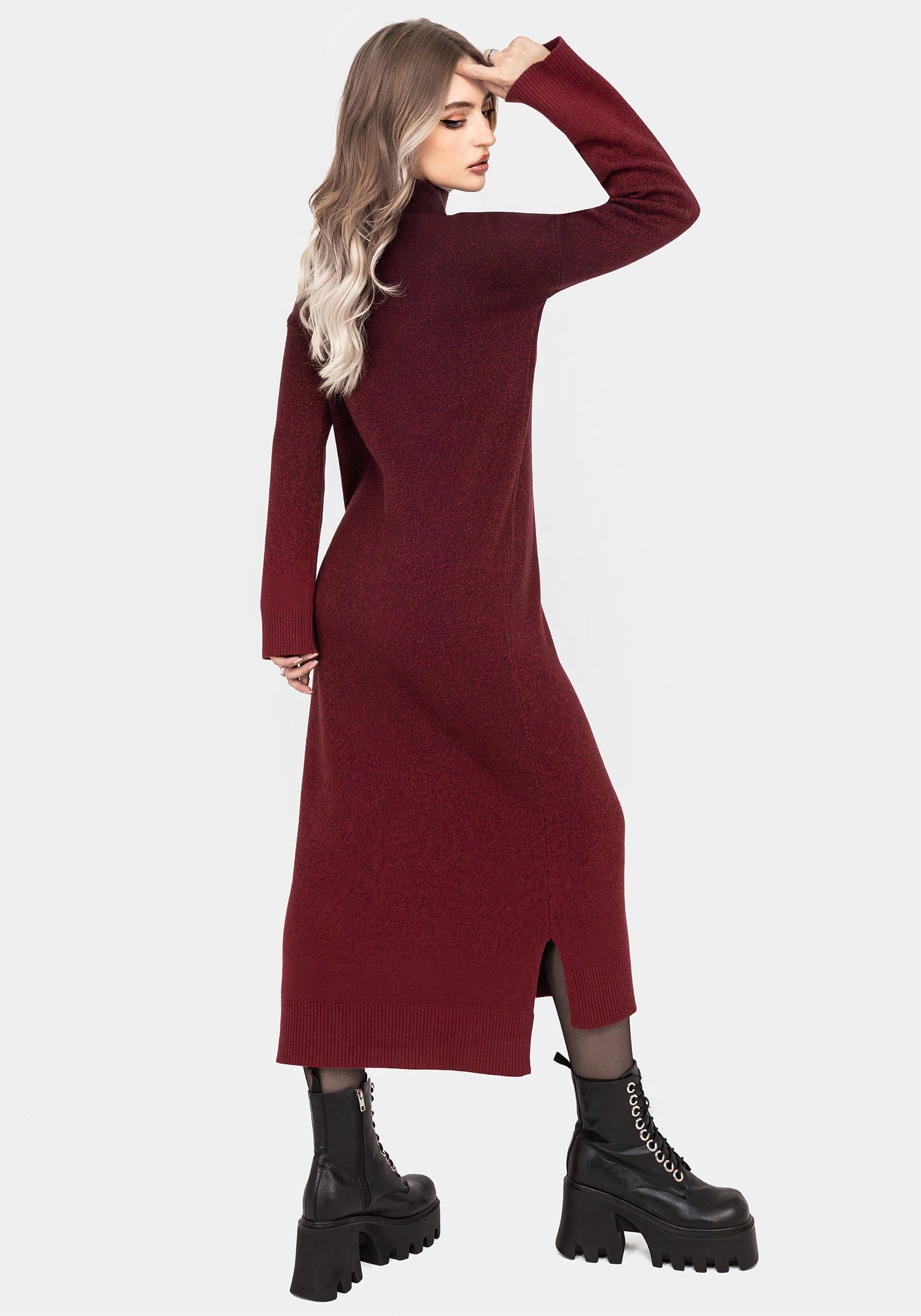 NightJar Ombre Knit Maxi Dress - Red