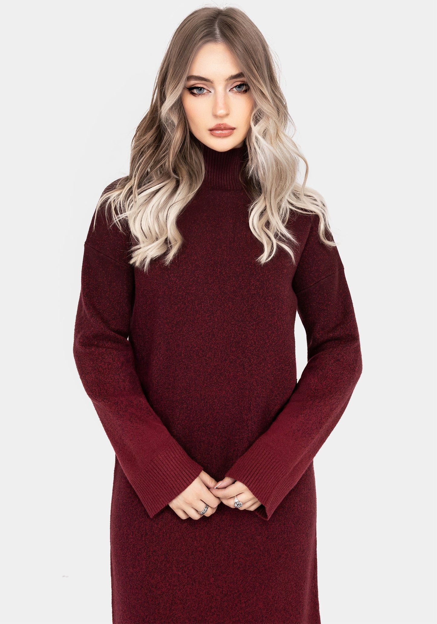 NightJar Ombre Knit Maxi Dress - Red