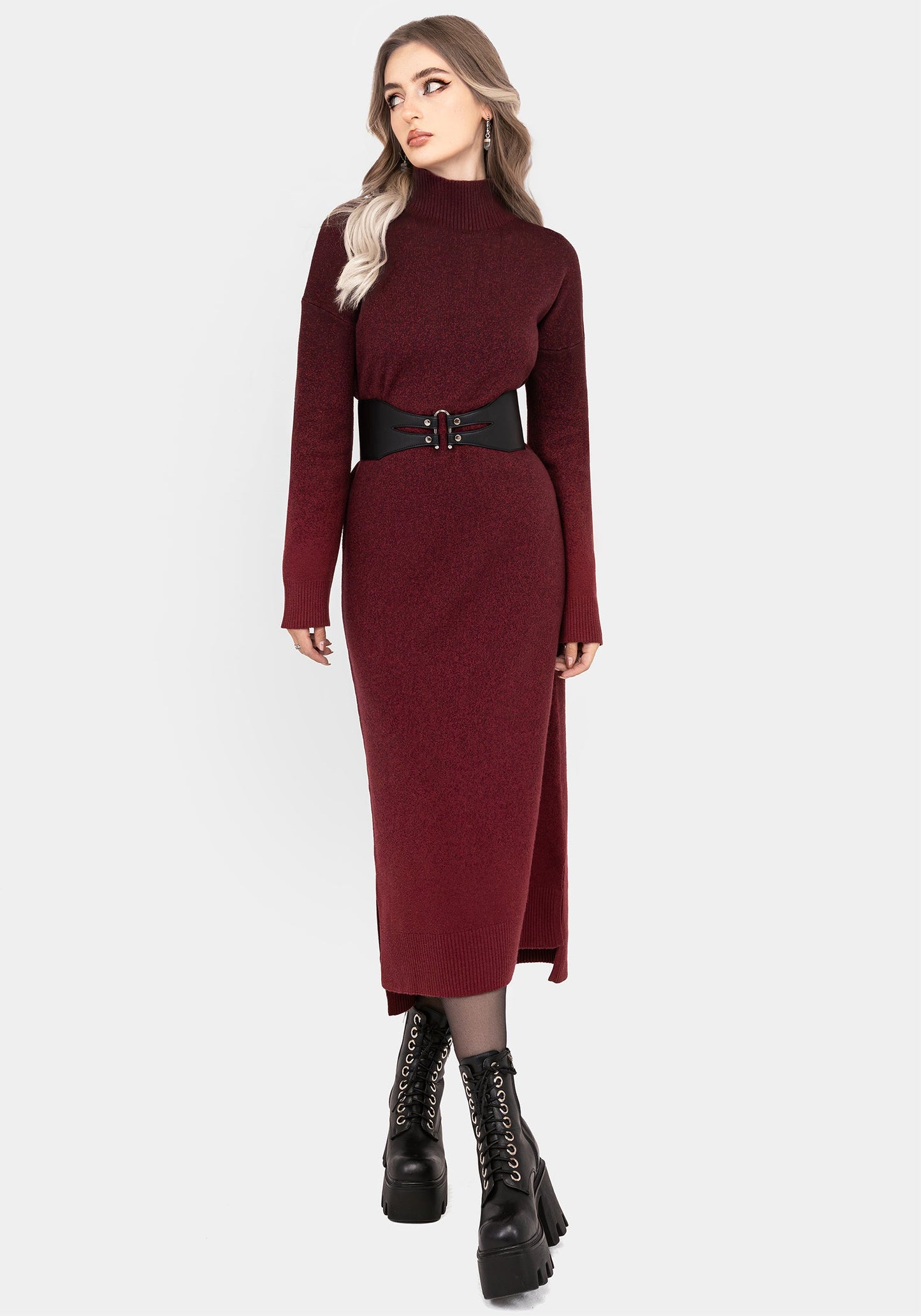 NightJar Ombre Knit Maxi Dress - Red