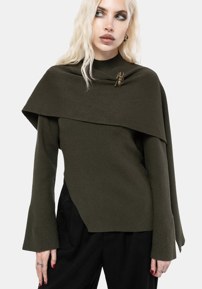 Symphony Scarf Cape Flare Knit Top