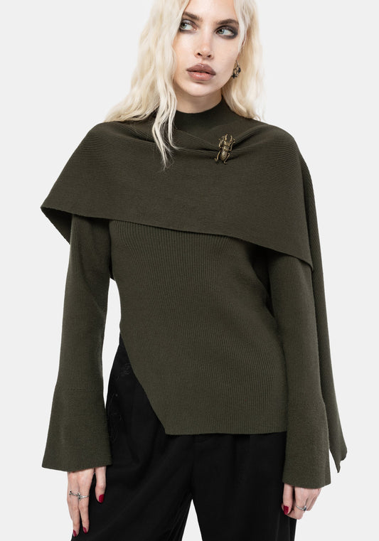Symphony Scarf Cape Flare Knit Top
