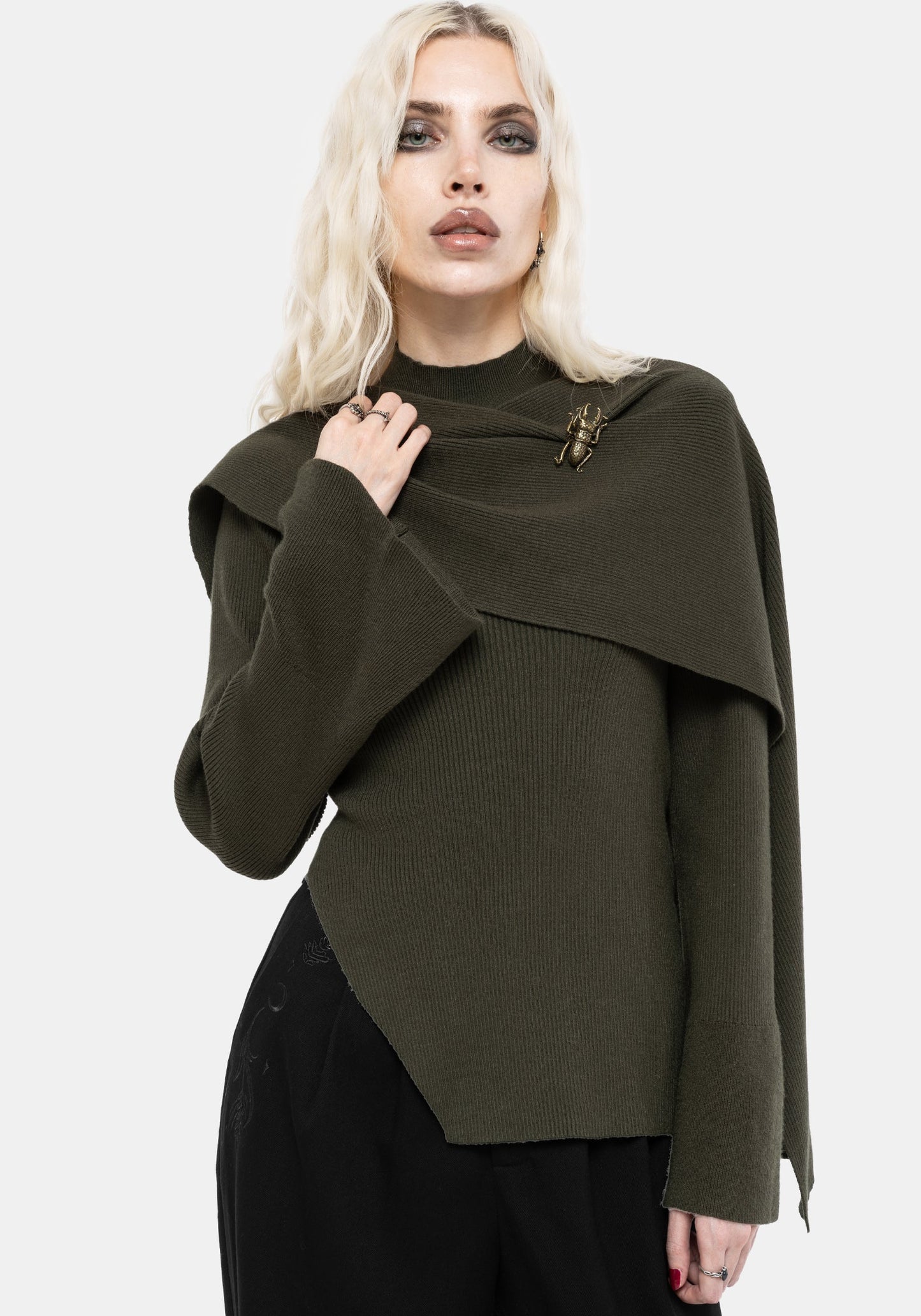 Symphony Scarf Cape Flare Knit Top