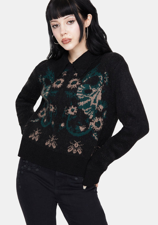 Aura Dragon Jacquard Collar Knit Jumper