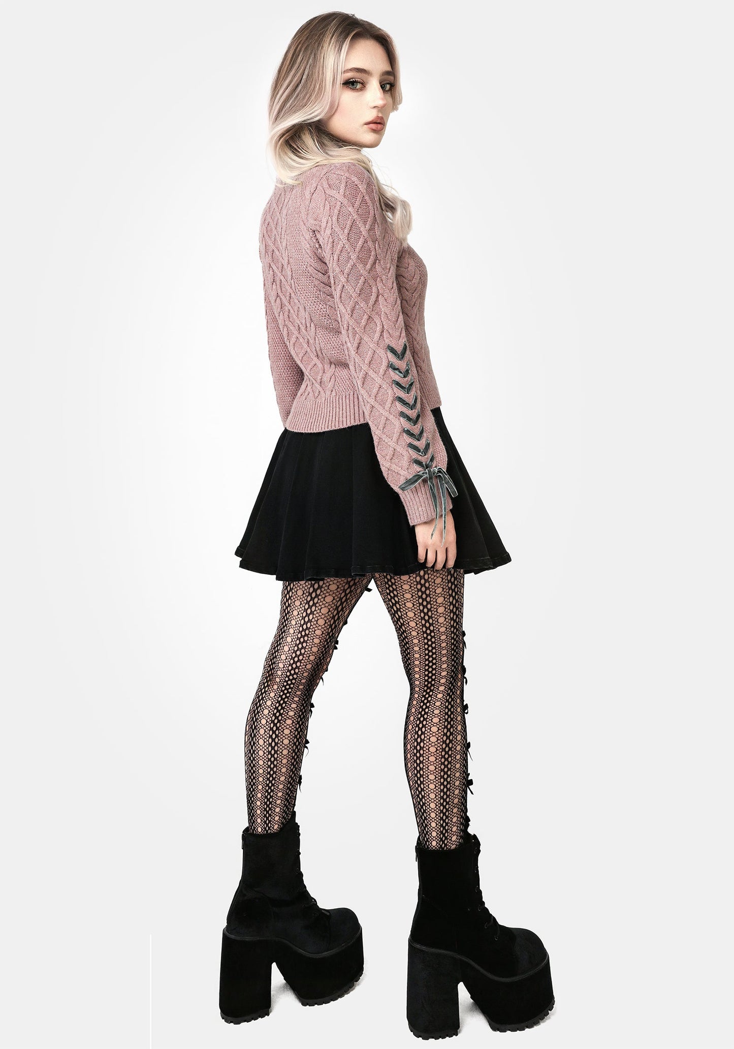 Marina Cable Knit Ribbon Lace Jumper