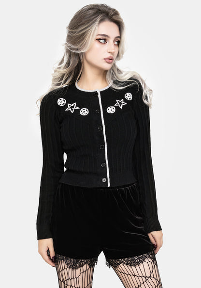 Pentagram Embroidered Cardigan