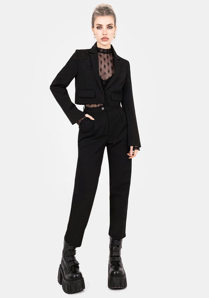 Mona Embroidered Crop Blazer