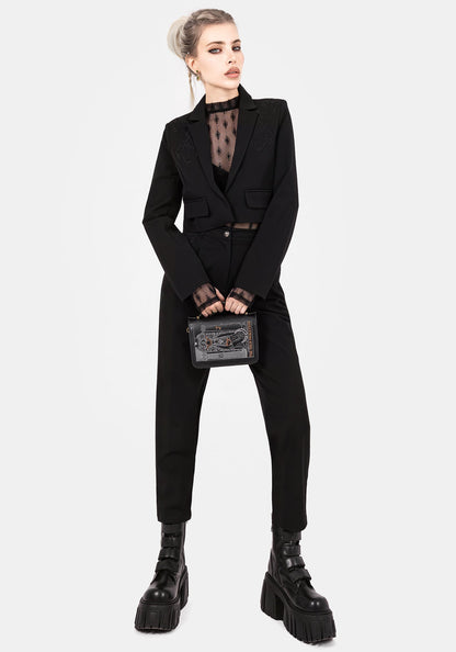 Mona Embroidered Crop Blazer