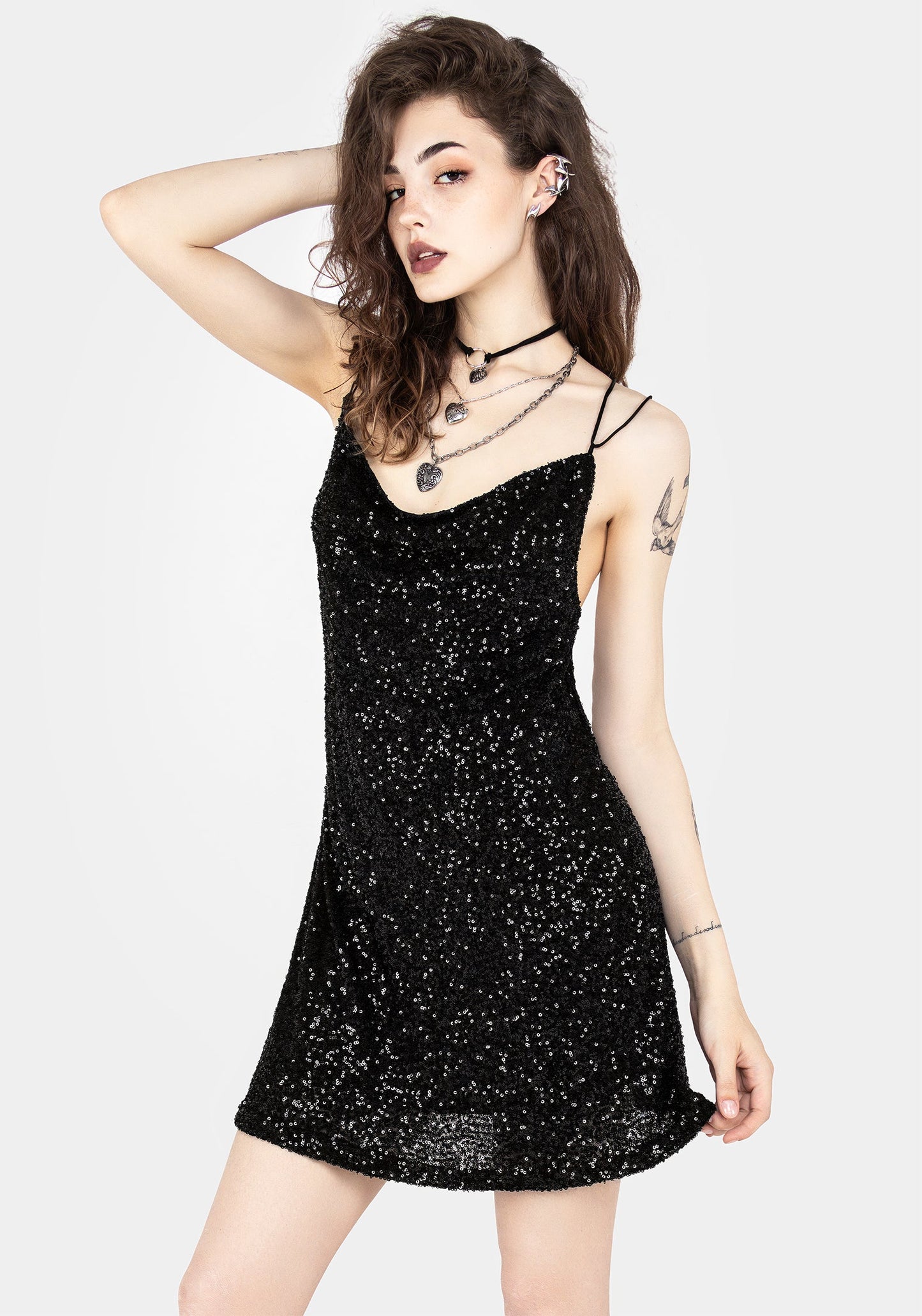 Kikamora Cowl Neck Mini Dress