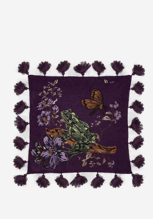 Toadstone Frog Tassel Edge Square Cushion