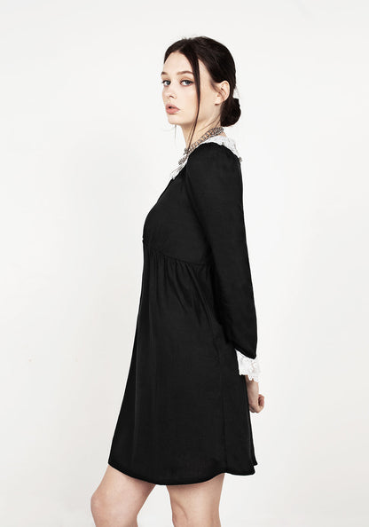 Gloaming Lace Collar Linen Dress
