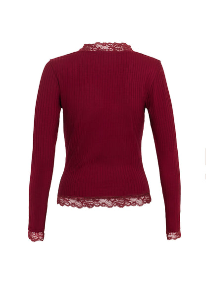 PERDITA LONG SLEEVE LACE TRIM TOP