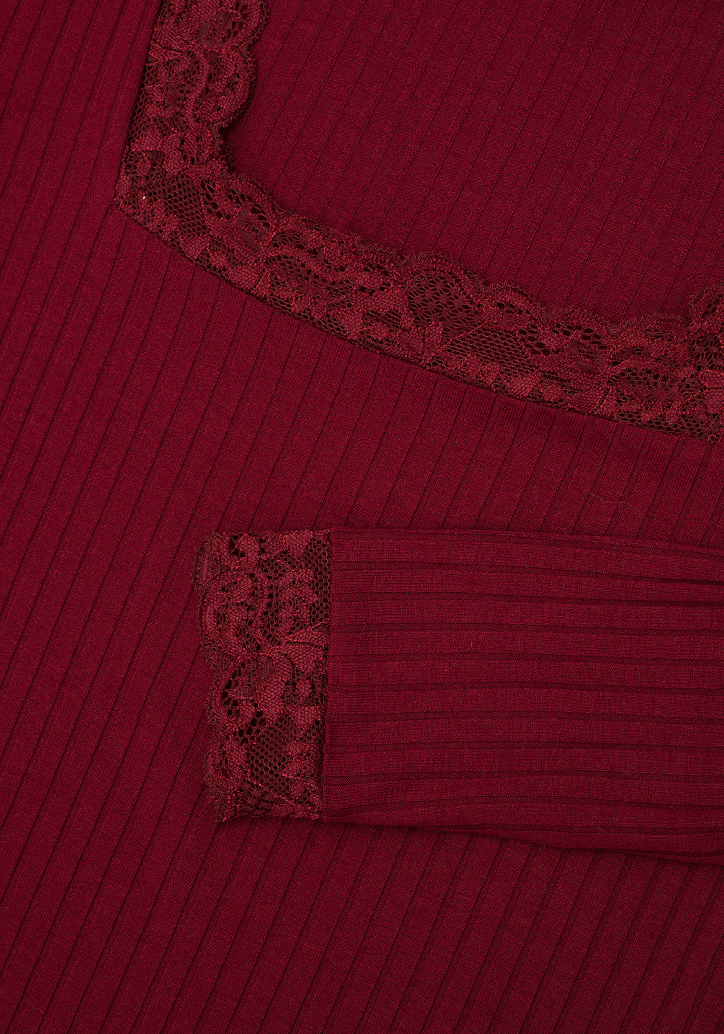 PERDITA LONG SLEEVE LACE TRIM TOP