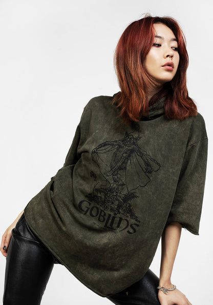 Goblins Green Acid Wash Short Sleeved Hoody