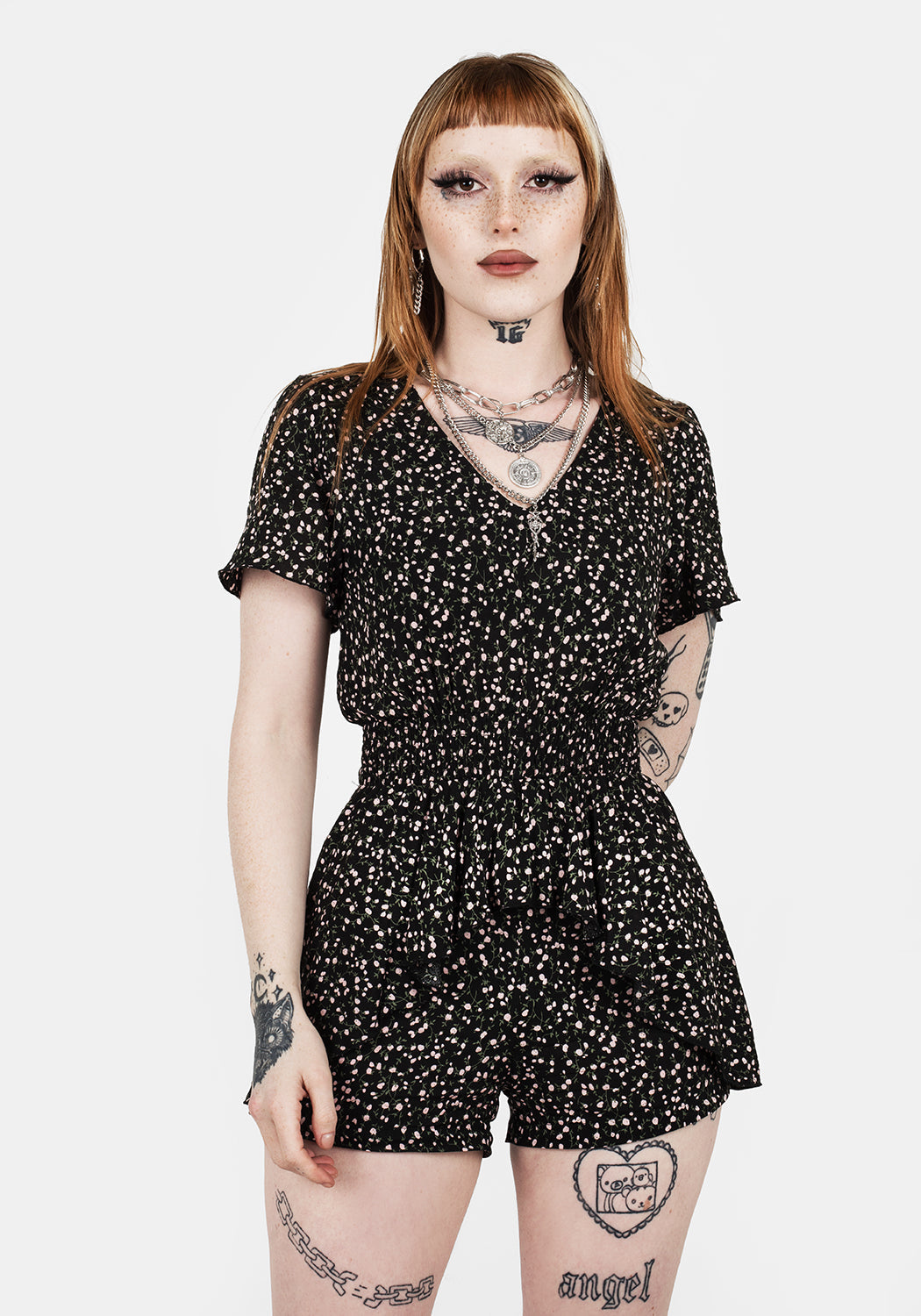 VALLEY FRILL PEPLUM PLAYSUIT