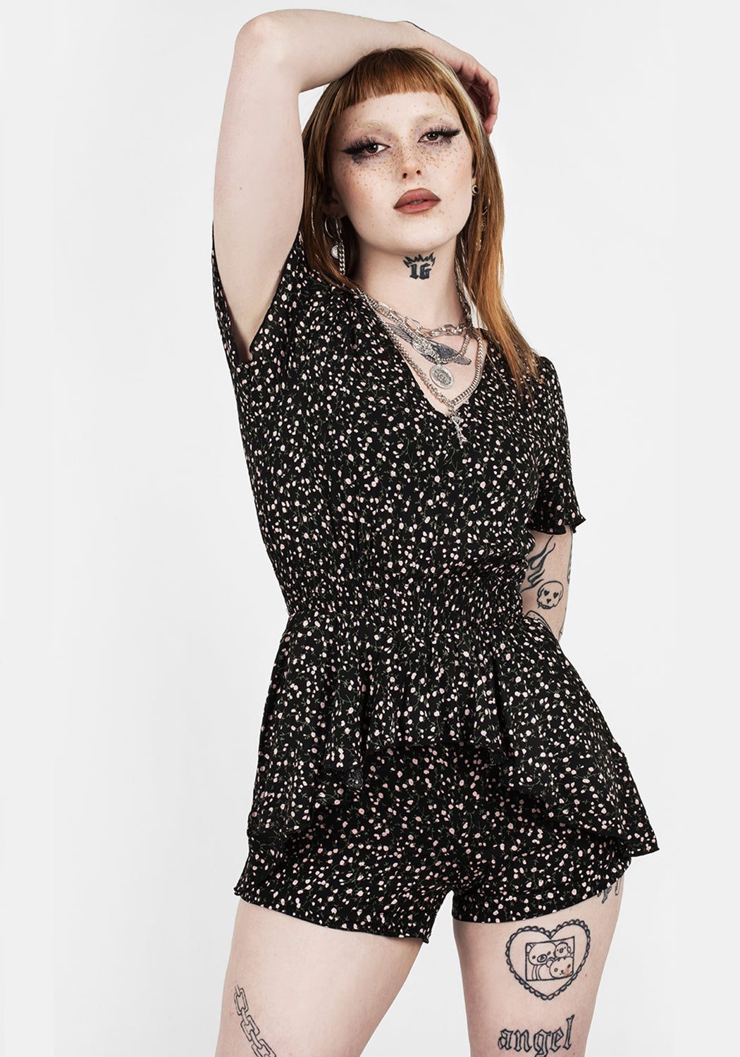 VALLEY FRILL PEPLUM PLAYSUIT