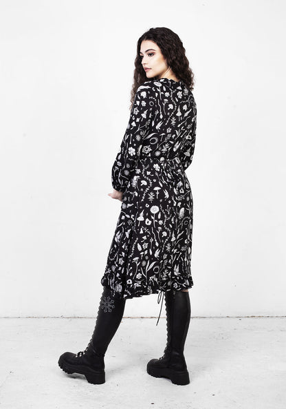 HEDGEWITCH RUFFLE WRAP ABOVE KNEE DRESS