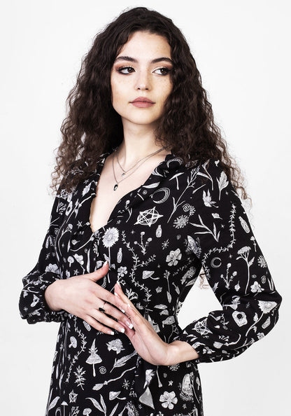 HEDGEWITCH RUFFLE WRAP ABOVE KNEE DRESS