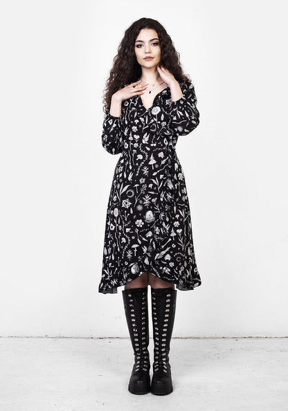 HEDGEWITCH RUFFLE WRAP ABOVE KNEE DRESS