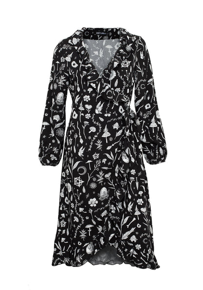 HEDGEWITCH RUFFLE WRAP ABOVE KNEE DRESS