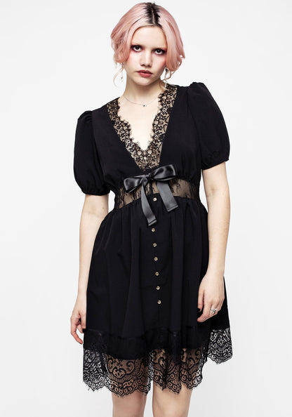 Mortuary Lace Button Up Mini Dress