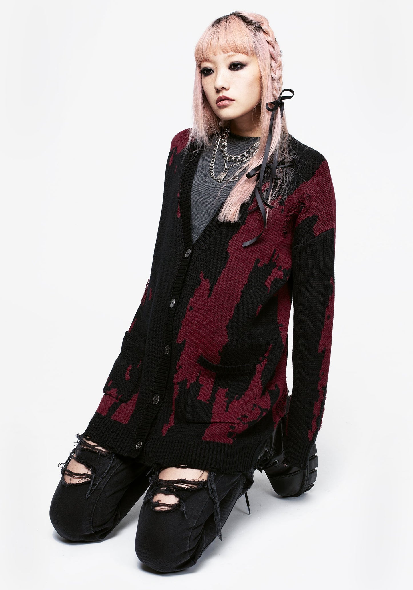 Snag Distressed Oversized Cardigan