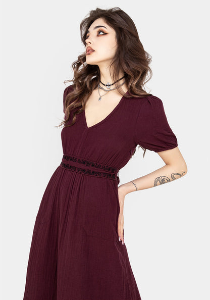 Poultice Embroidered Cotton Midi Dress