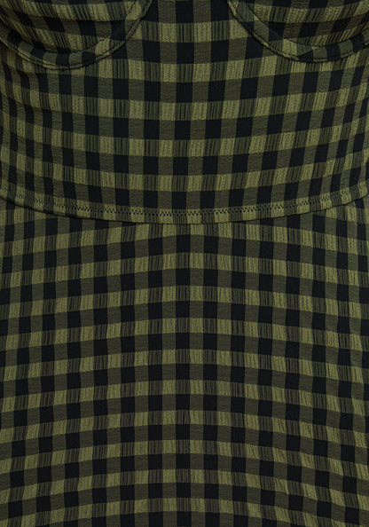 Terra Gingham Peplum Skirted Swimsuit