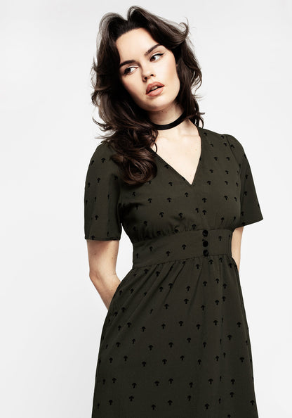 Chanterelle Velour V-Neck Midaxi Dress