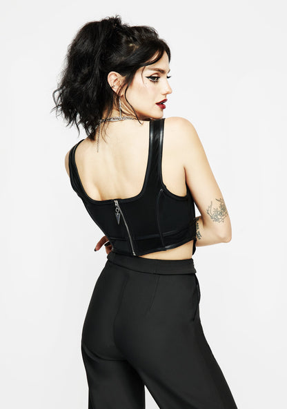 Ashen Faux Leather Zip Corset Top