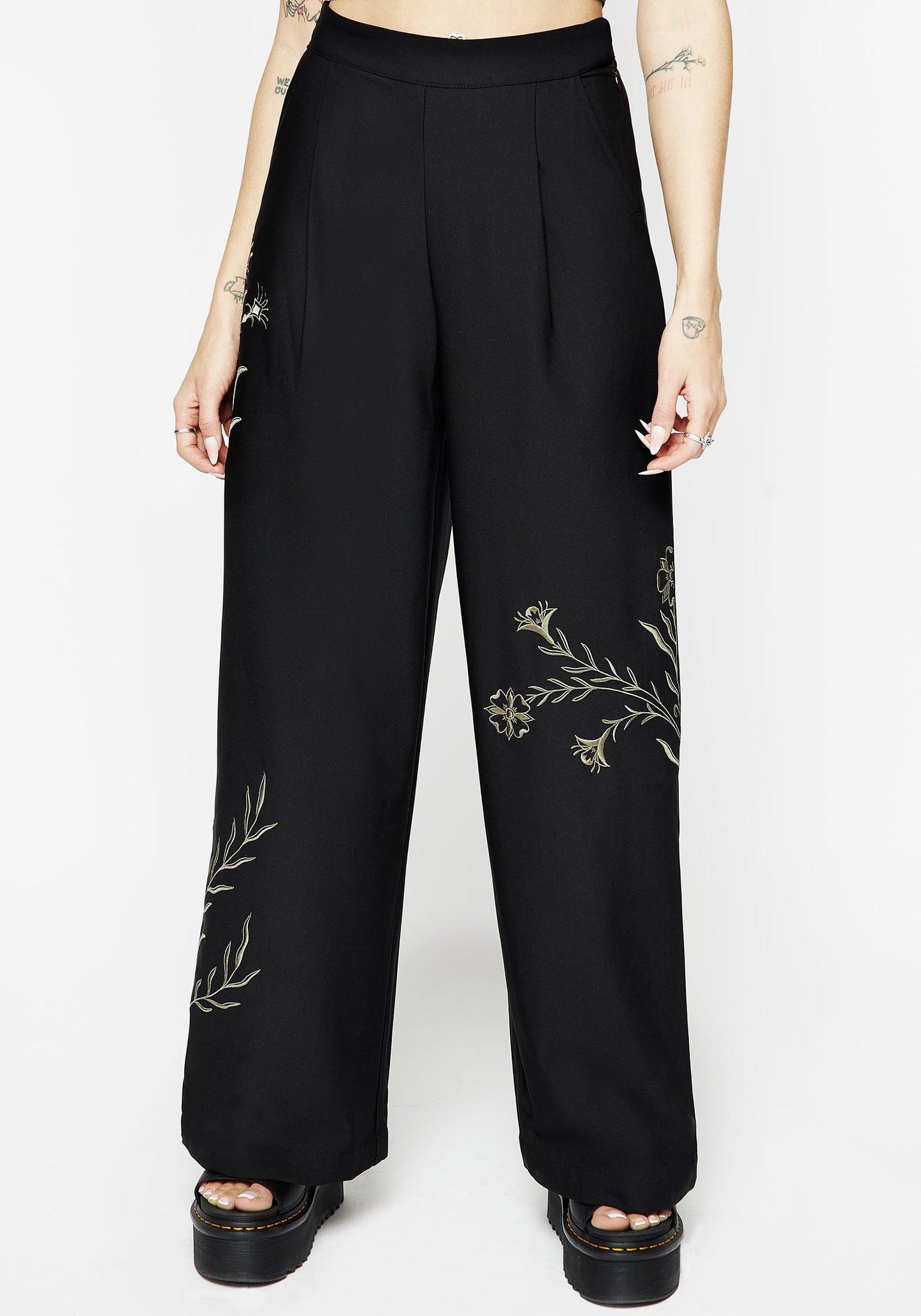 Herald Embroidered Wide Leg Trousers