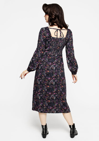 Heliotrope Floral Print Midi Dress