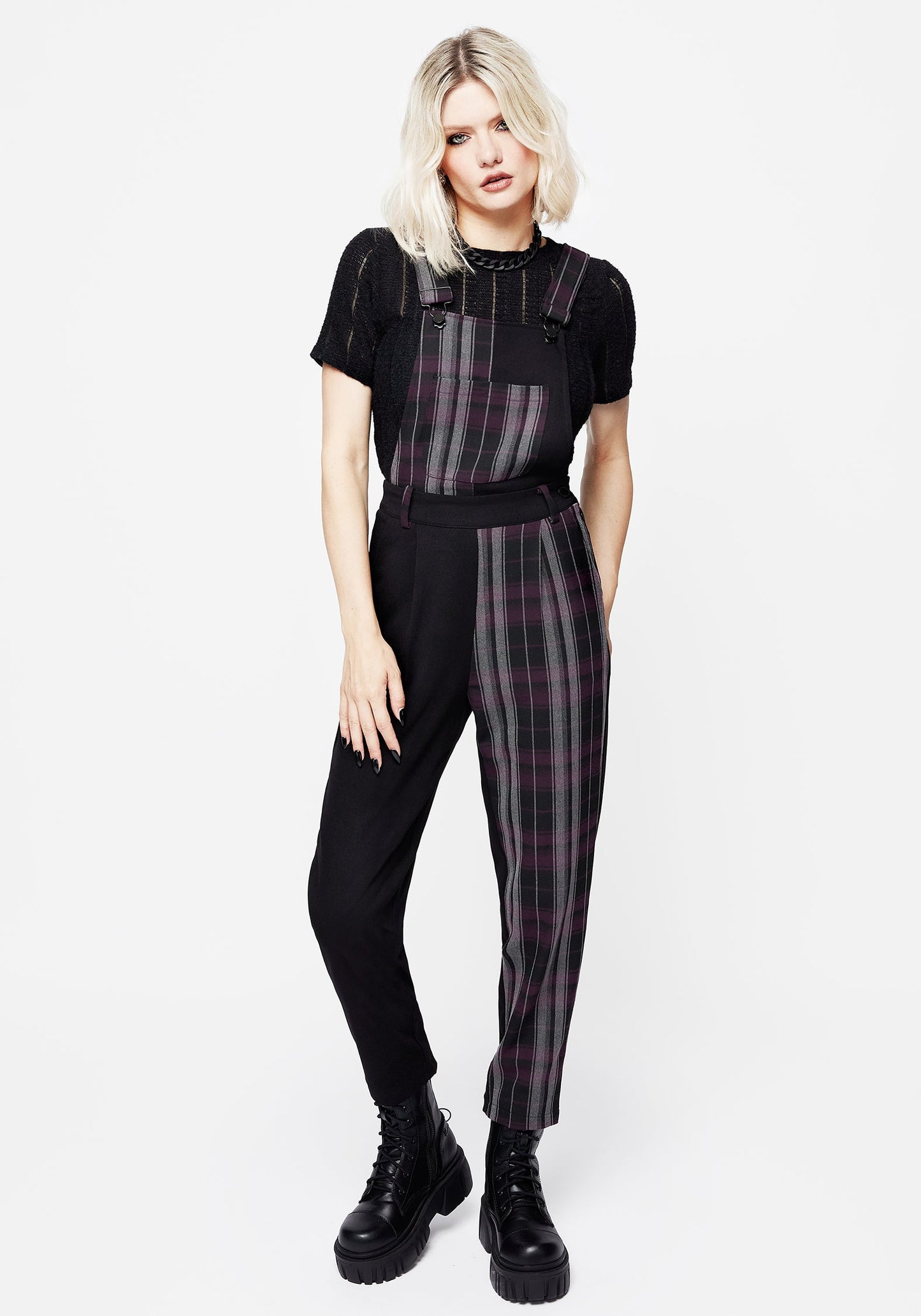 Gambit Spliced Check Dungarees
