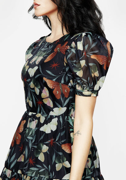 Mariposa Puff Sleeve Organza Mini Dress