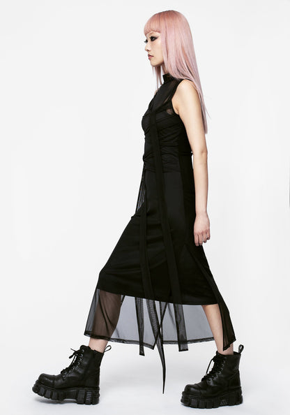 Madison Ruched Mesh Midaxi Dress