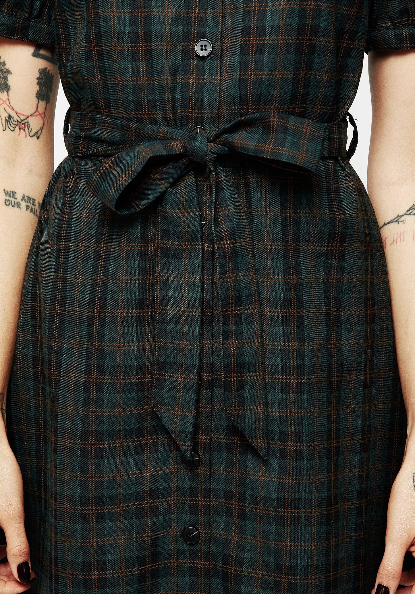 Nightingale Check Collar Mini Shirt Dress