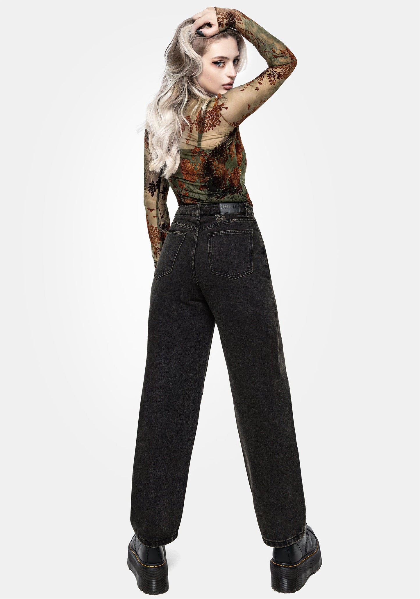 Veltha Floral Embroidered Denim Barrel Leg Jeans