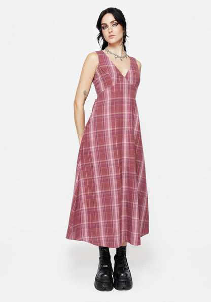Zorina Cotton Check Midaxi Dress