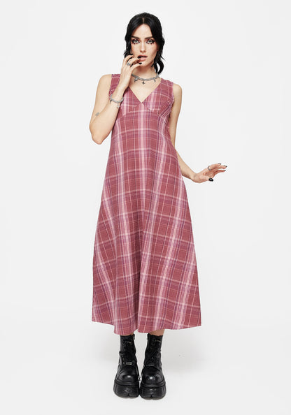 Zorina Cotton Check Midaxi Dress