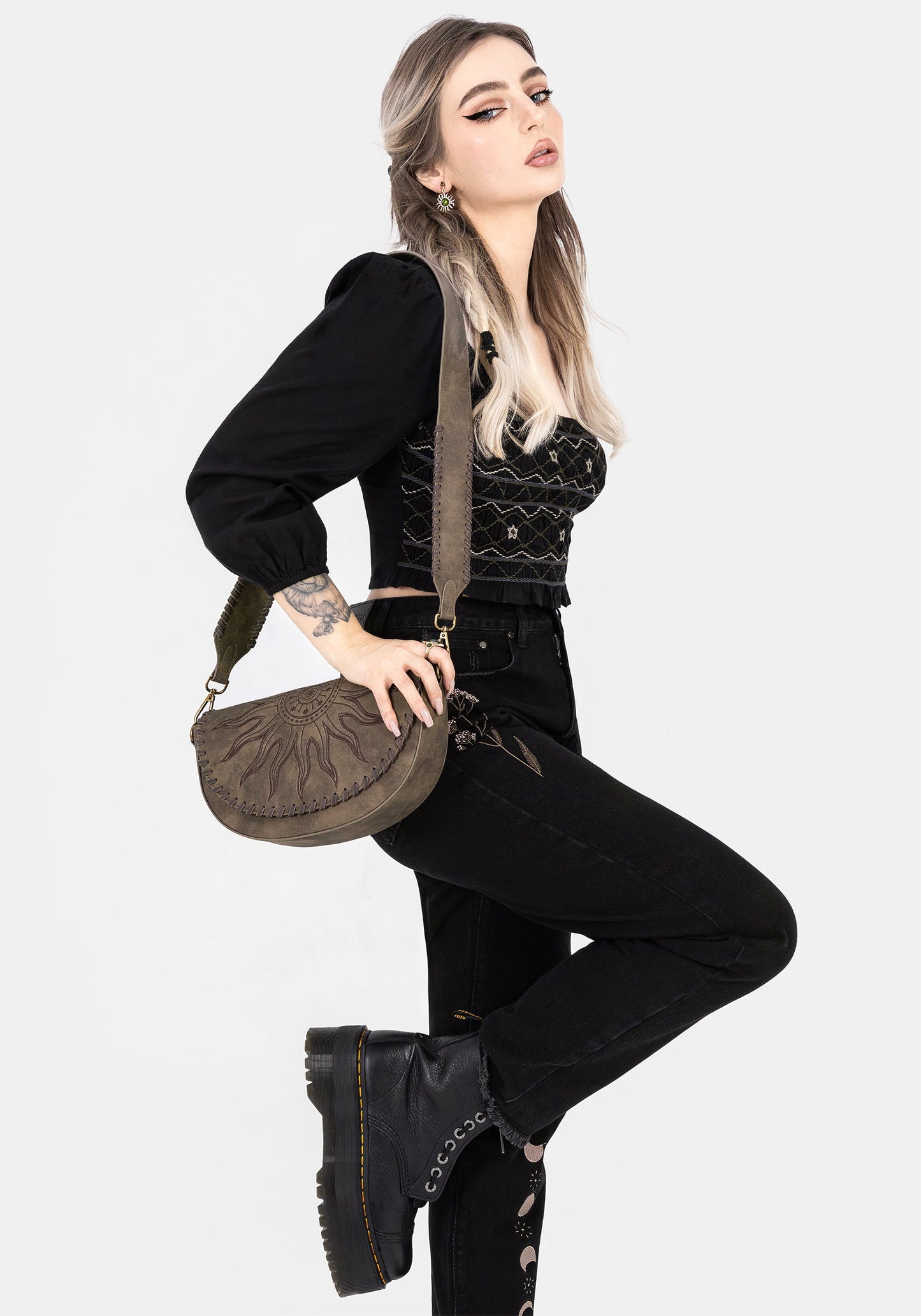 Larissa Hand Embroidered Smocked Puff Sleeve Top