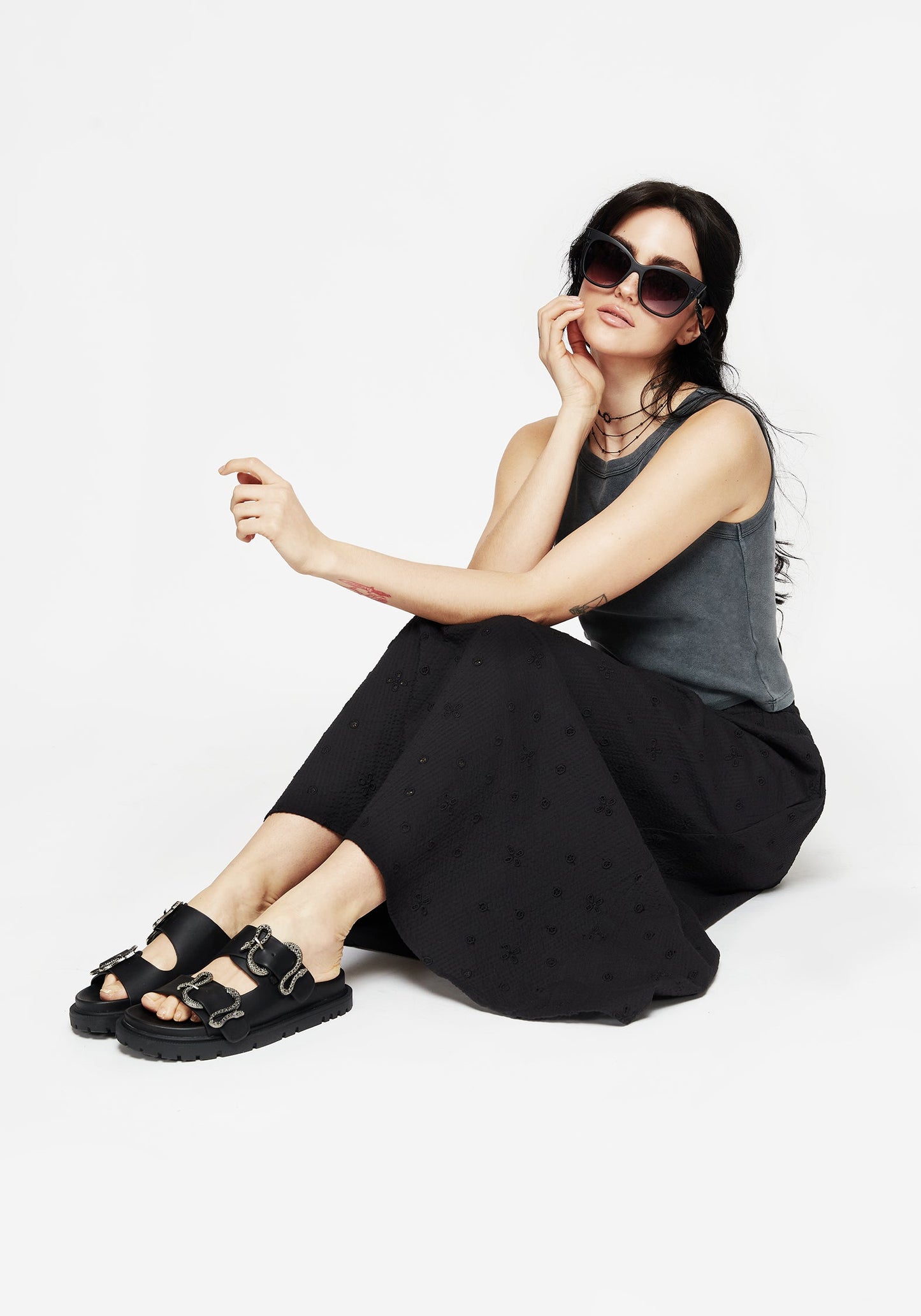 Crux Broderie Midaxi Skirt