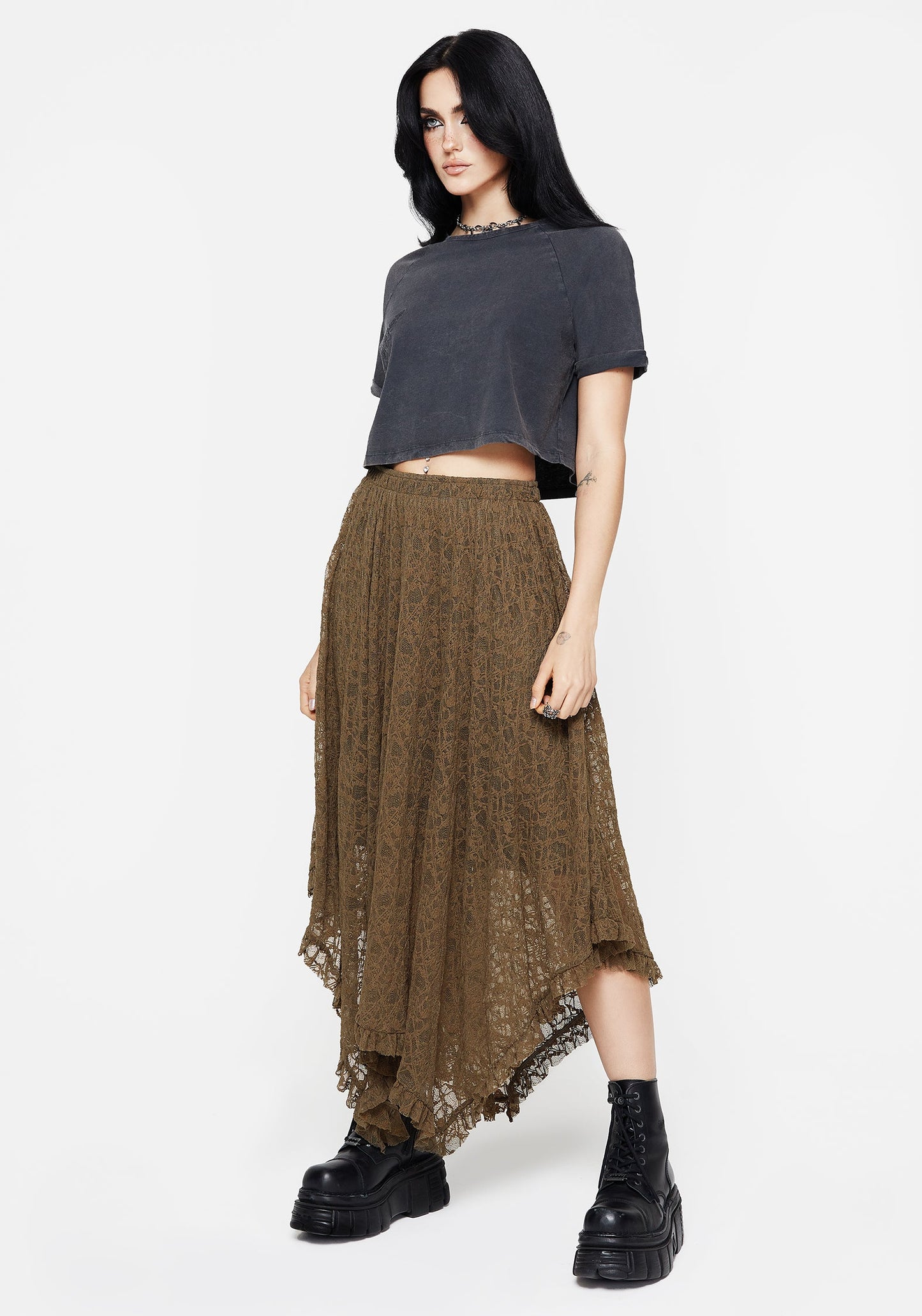 Foxglove Cotton Embroidered Boxy Crop Tee