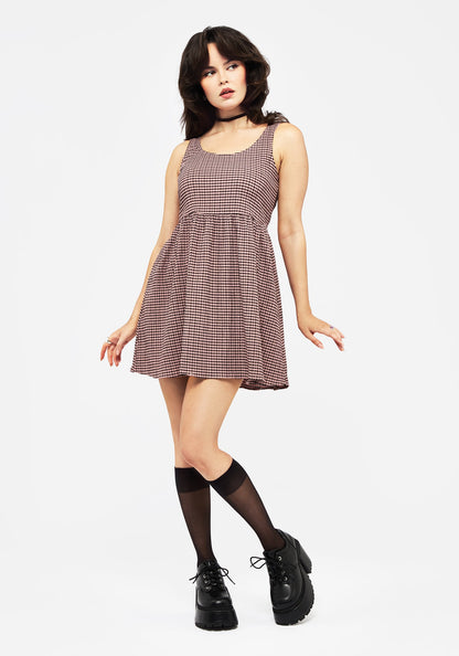 Midora Crinkle Check Mini Skater Dress