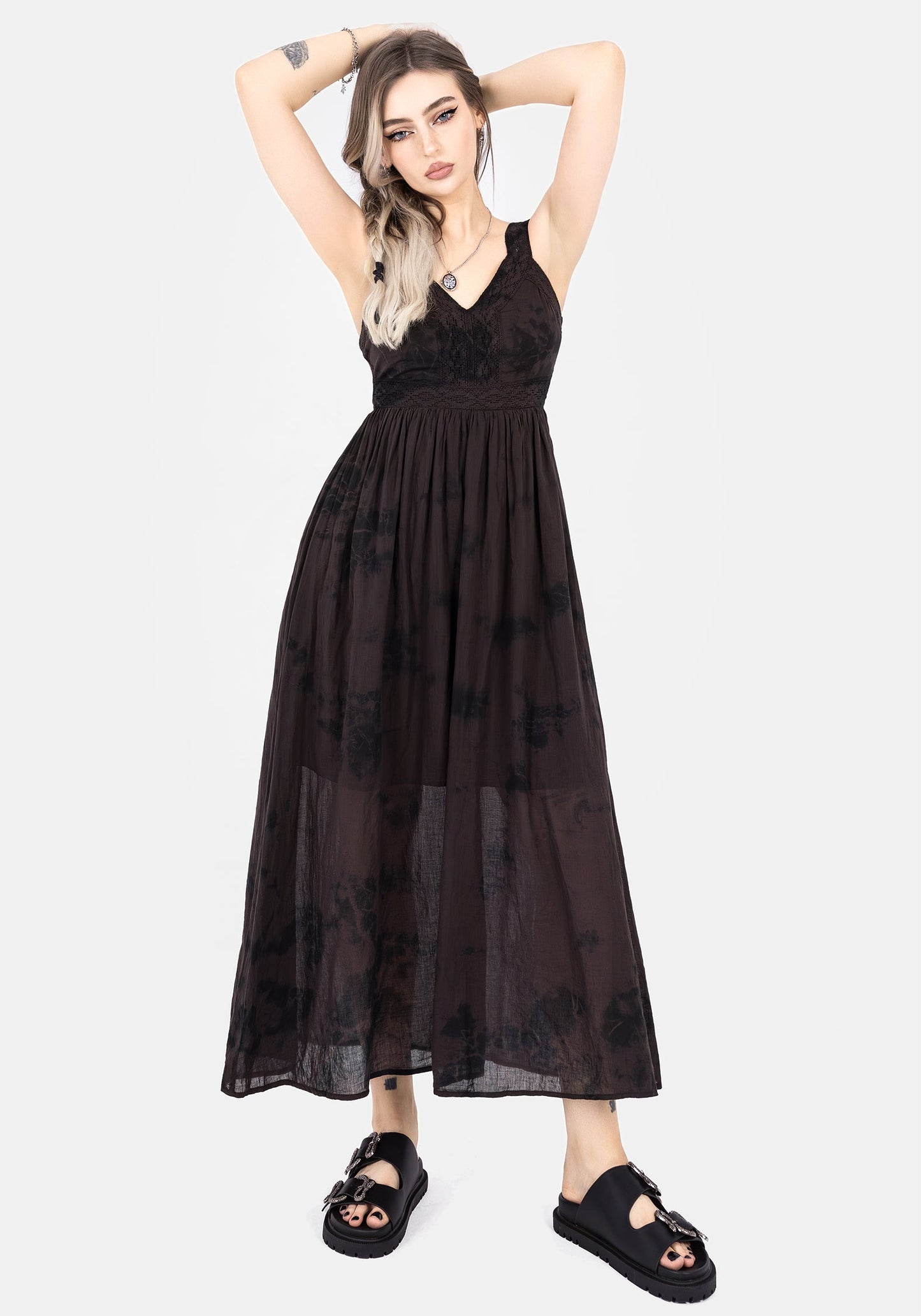 Burnout Tie Die Cotton Midaxi Dress